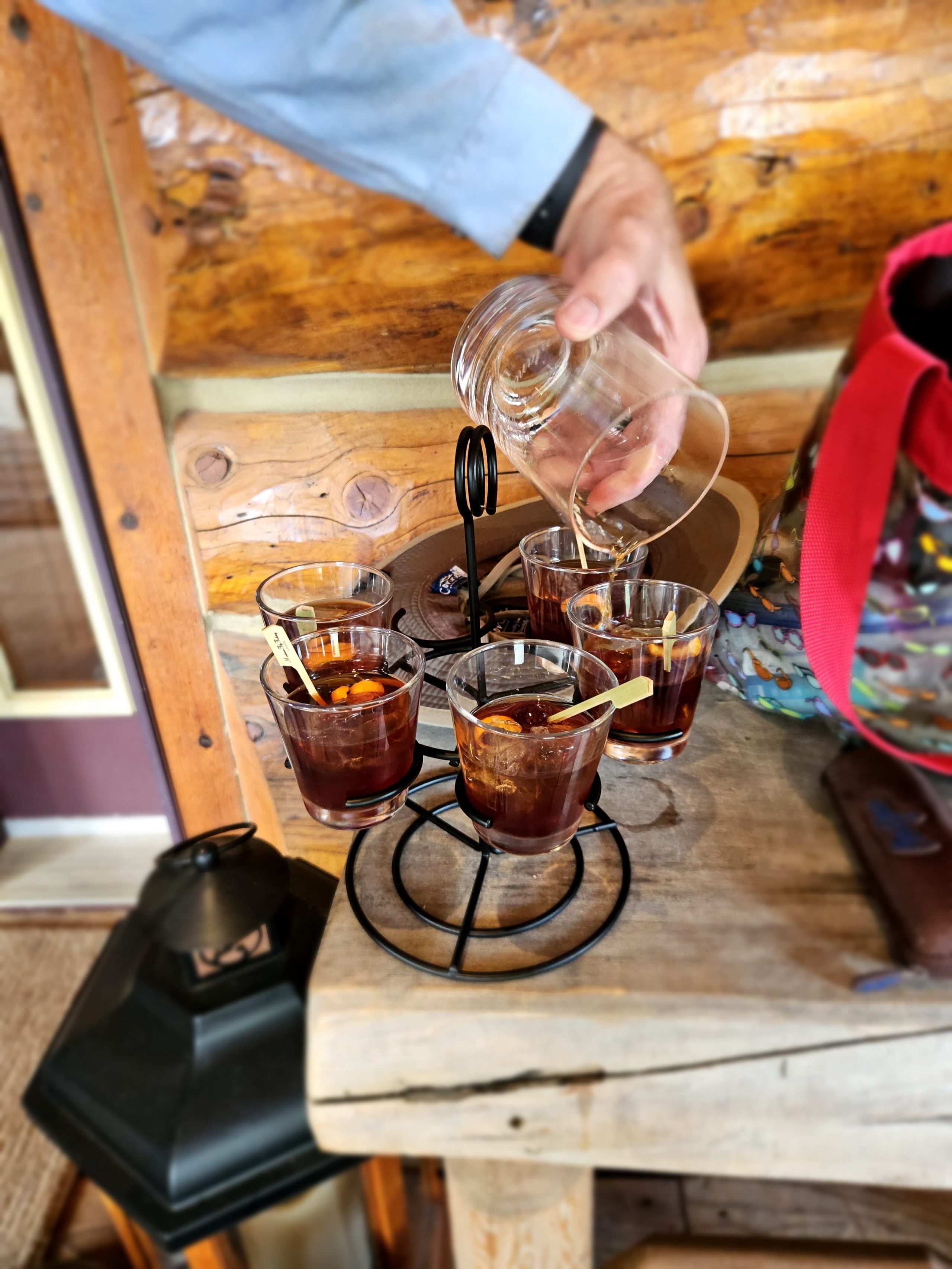Craft cocktails being poured at the lodge