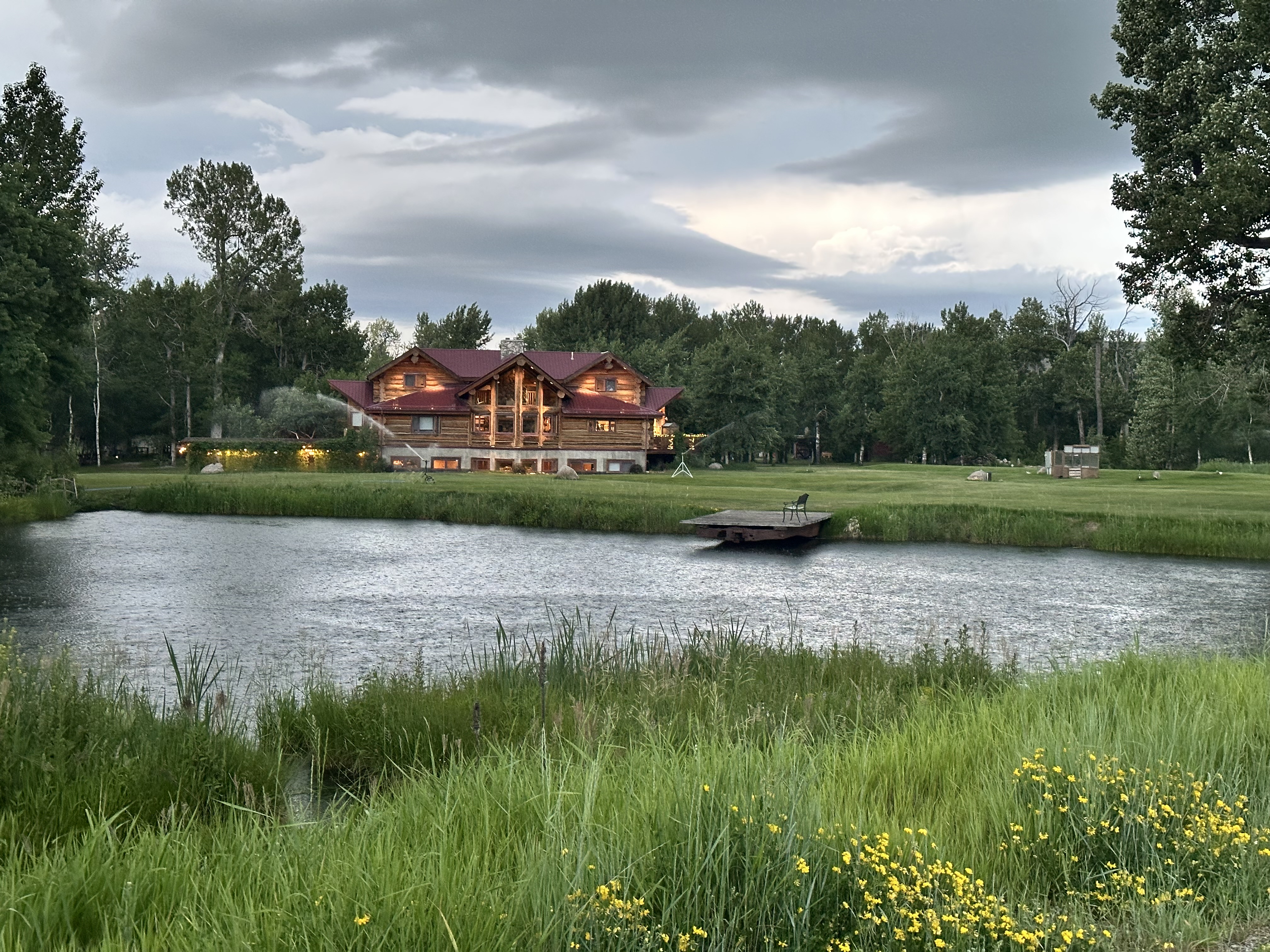 Montana Fly Fishing Lodge accommodations at dusk