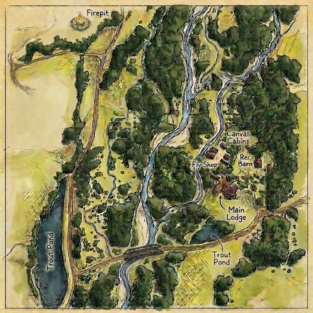 Aerial view of the Montana Fly Fishing Lodge property
