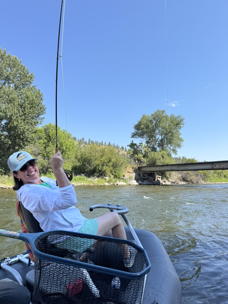 Angler hooked up from the boat on a sunny day